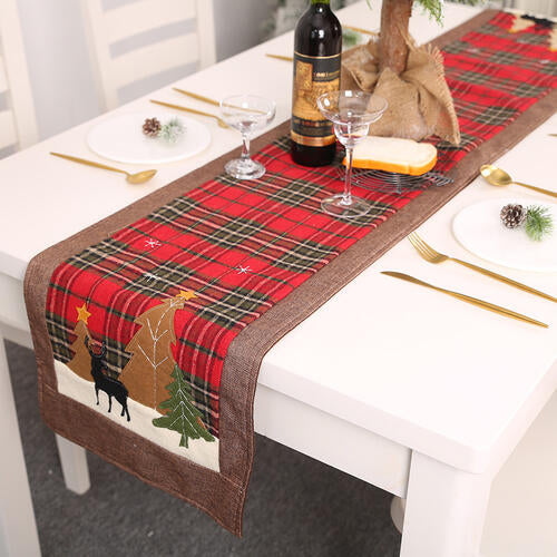 Plaid Christmas Element Table Runner - [5-10 DAY DELIVERY] - T - 1 COLOR -