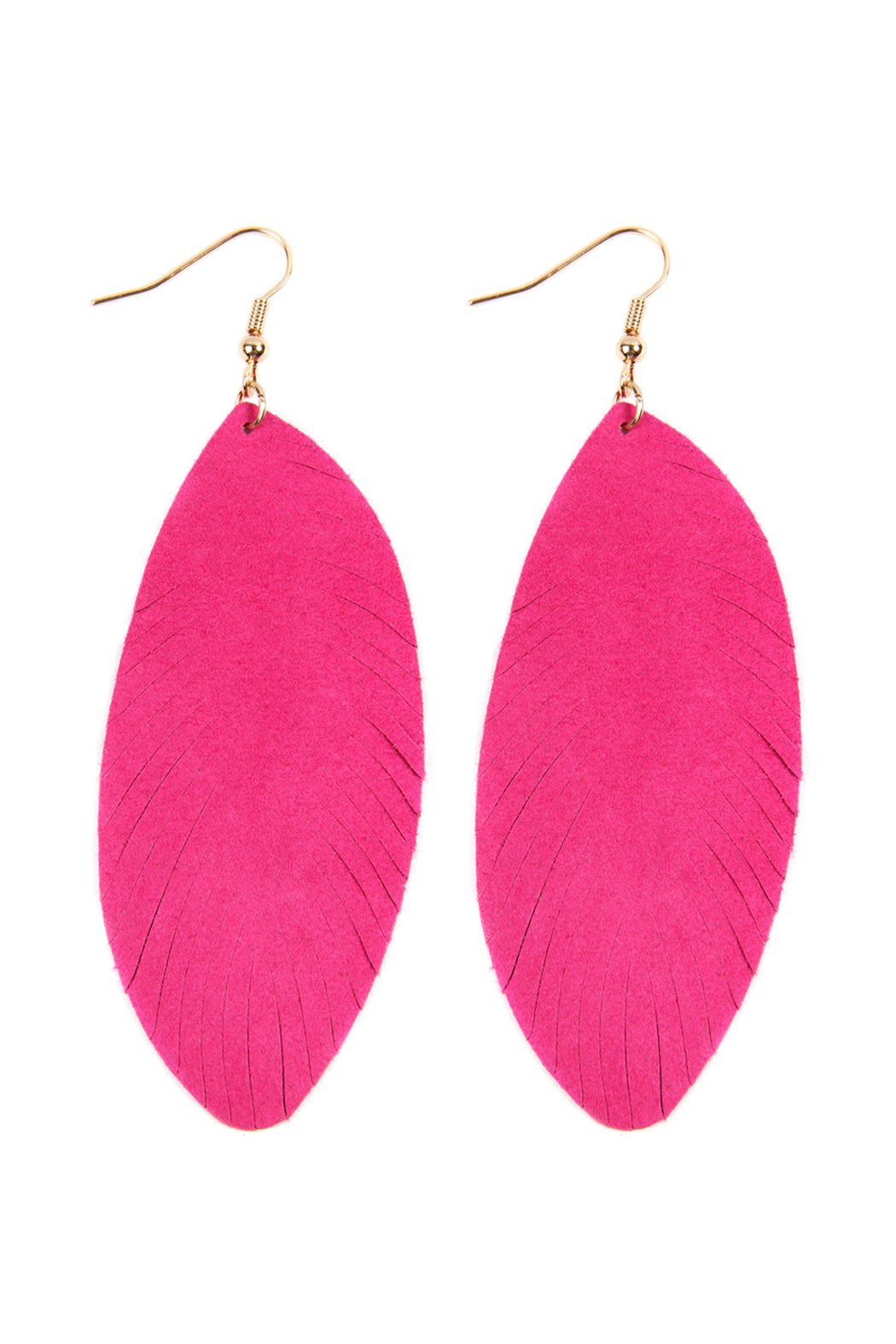 Fringe Leaf Leather Drop Earring - 8 COLORS -