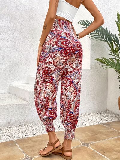 Tied Printed High Waist Pants - T - 2 COLORS -