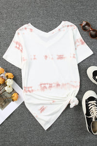 Thumbnail for Tie-Dye V-Neck Short Sleeve T-Shirt - T - 1 COLOR -