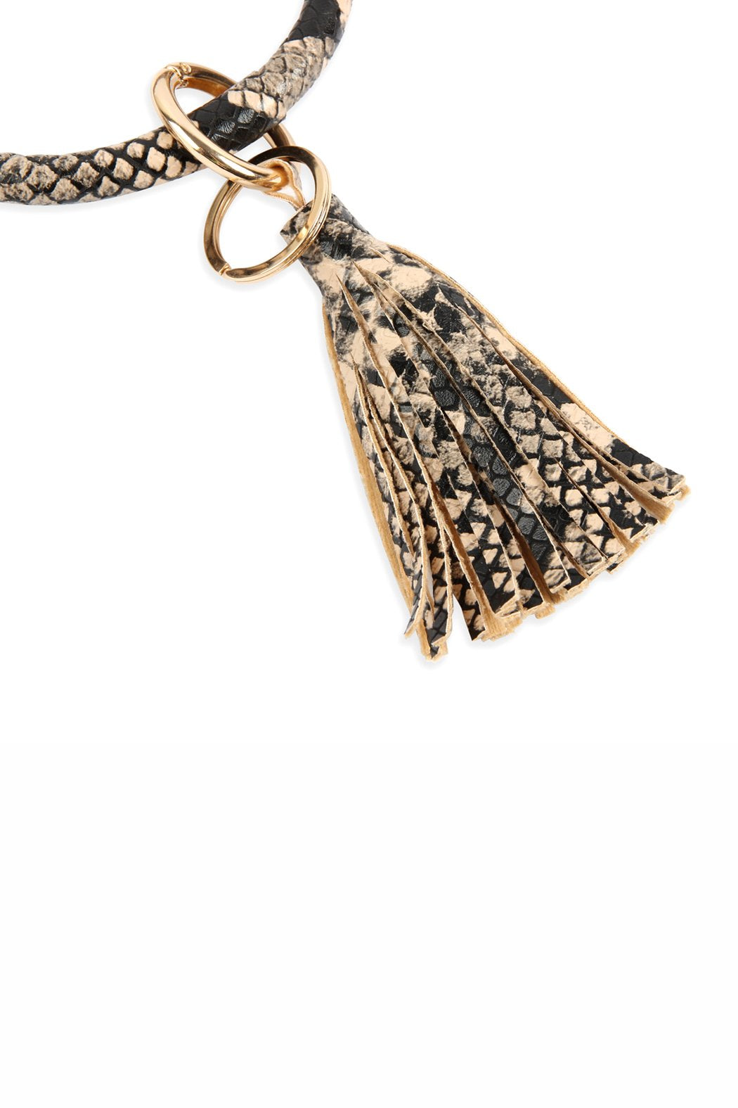 Snake Skin Printed Tassel Key Ring Bracelet - 7 COLORS -