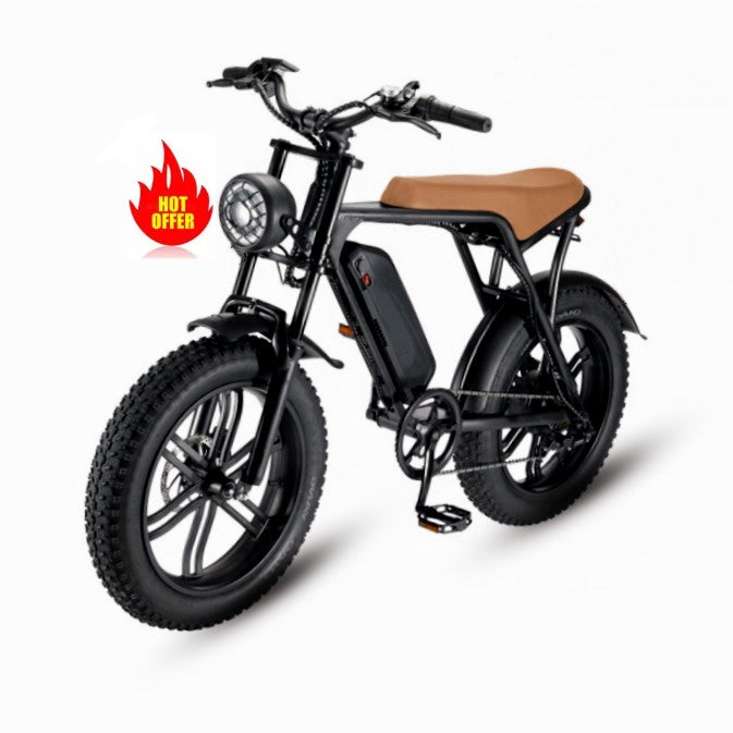 OOK TEK - EU / US Warehouse - Retro Motorcycle Design 750W Max 50Kmh E Bike Adult Bike - Electric Bike - [6-9 DAY DELIVERY] - 2 SEAT COLORS -