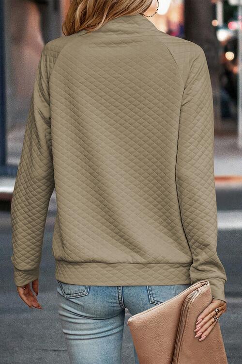 Buttoned Long Sleeve Sweatshirt - T - 1 COLOR -