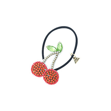 SAND BY SAYA N.Y. - Cherry- Hair Tie Rhine Stone Red Crystal Embellished Accessory - 1 COLOR -