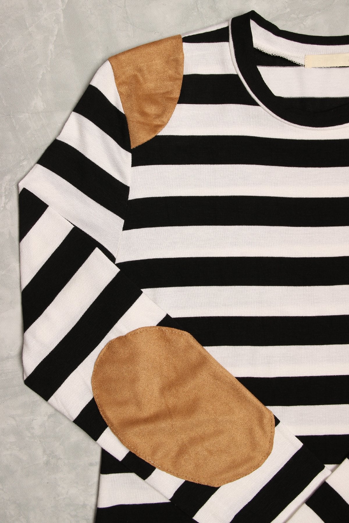 Riah Fashion - Suede Detail Striped Top - 6 COLORS -