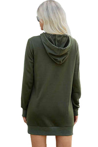 Thumbnail for Drawstring Long Sleeve Hooded Mini Dress - T - 1 COLOR -