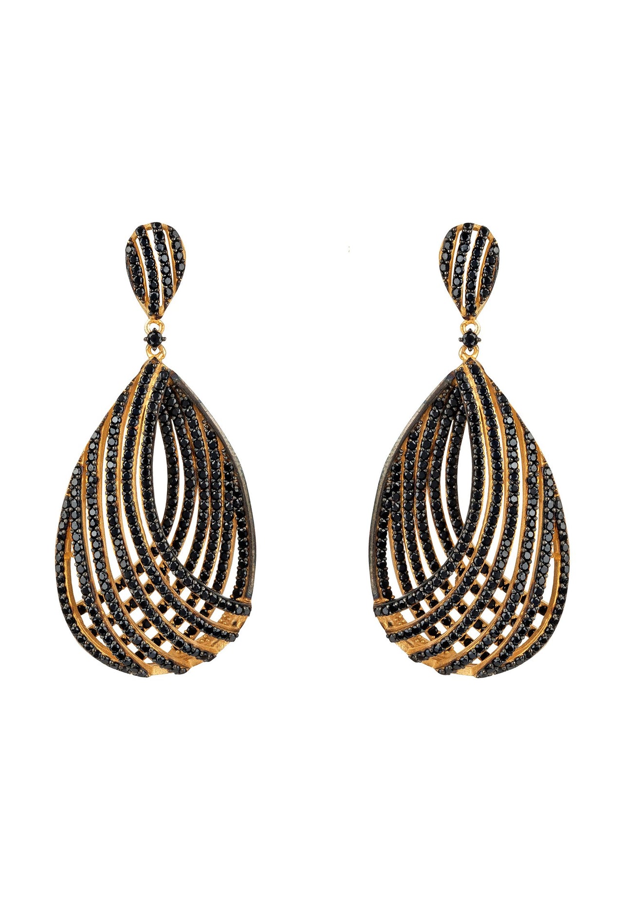 LATELITA - Vortex Teardrop Earring Black Cz -