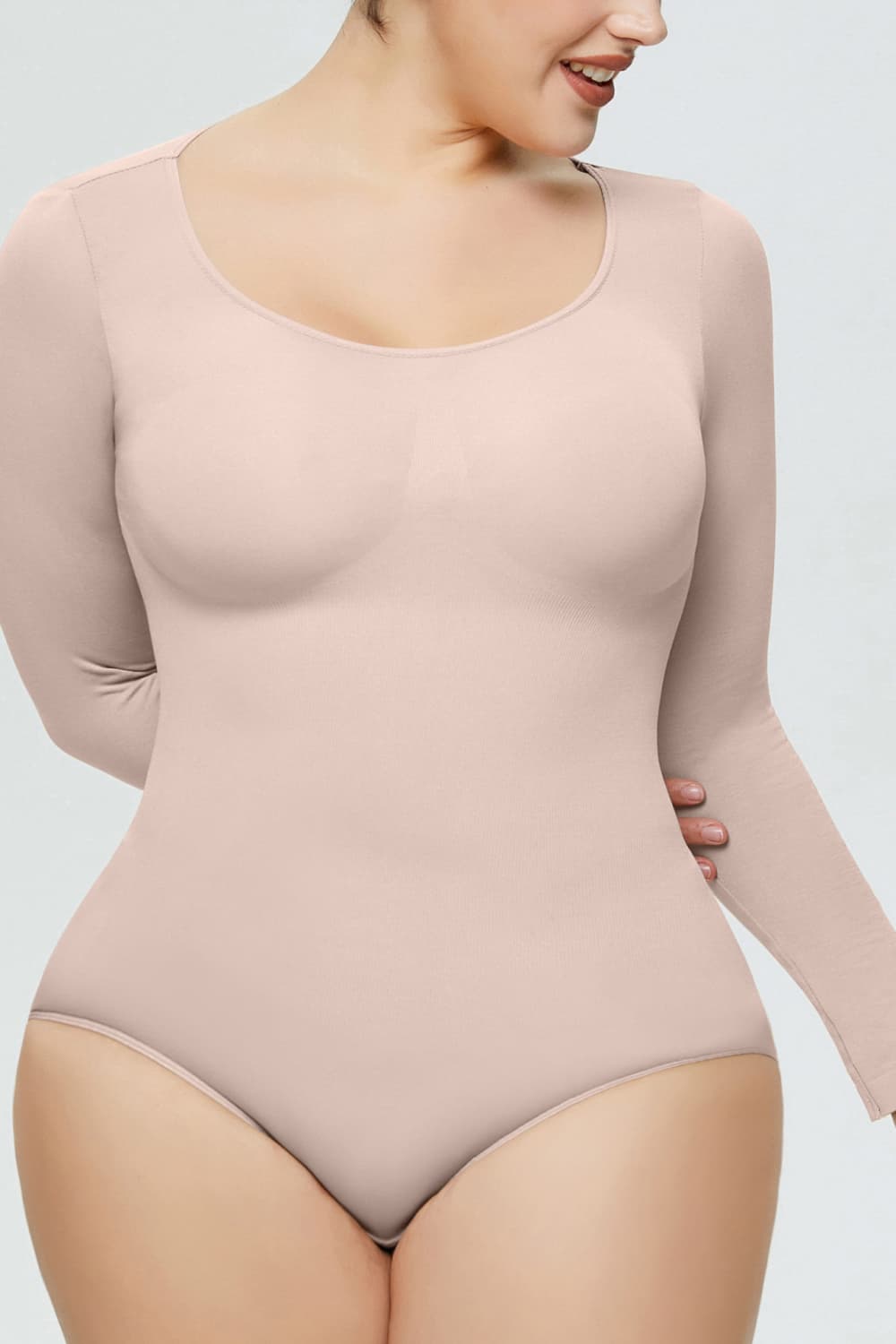 Full Size Long Sleeve Shaping Bodysuit - SIZES S THRU 3XL - T - 3 COLORS -