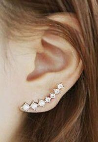 Celebrity Inspired Crystal Ear Climbers Earring Pins - Pair -