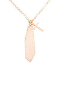 Thumbnail for Riah Fashion - Natural Stone With Cross Pendant Necklace - 7 STONES / COLORS -