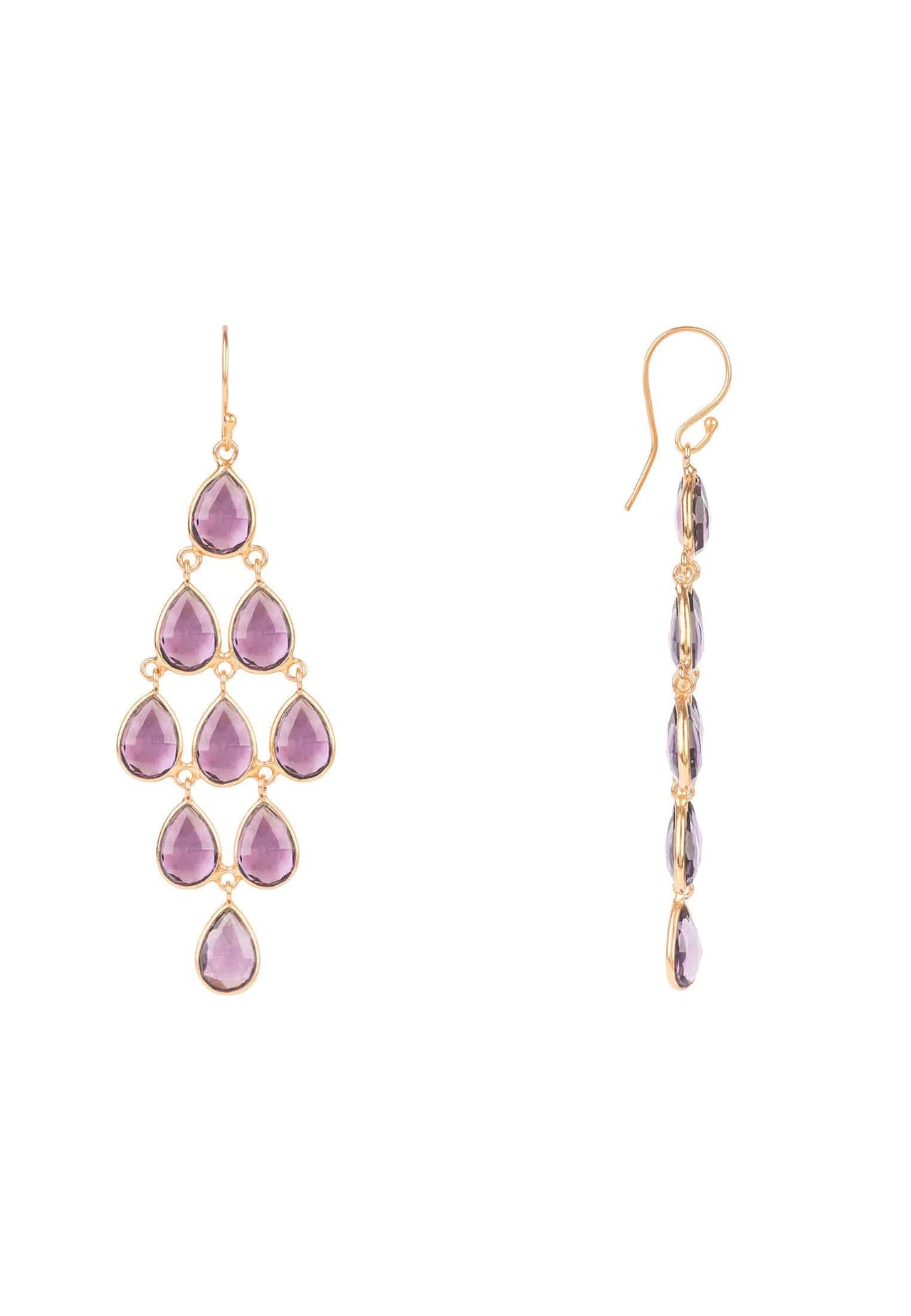 LATELITA - Erviola Gemstone Cascade Earrings Rose Gold Amethyst Hydro -