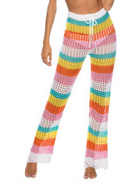 Thumbnail for Cutout Contrast High Waist Beach Pants - T - 1 MULTICOLOR -