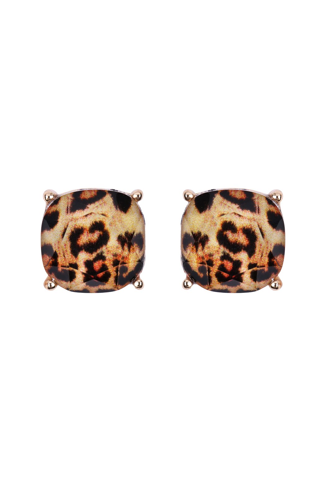 Cushion Cut Earrings - Leopard or Zebra -