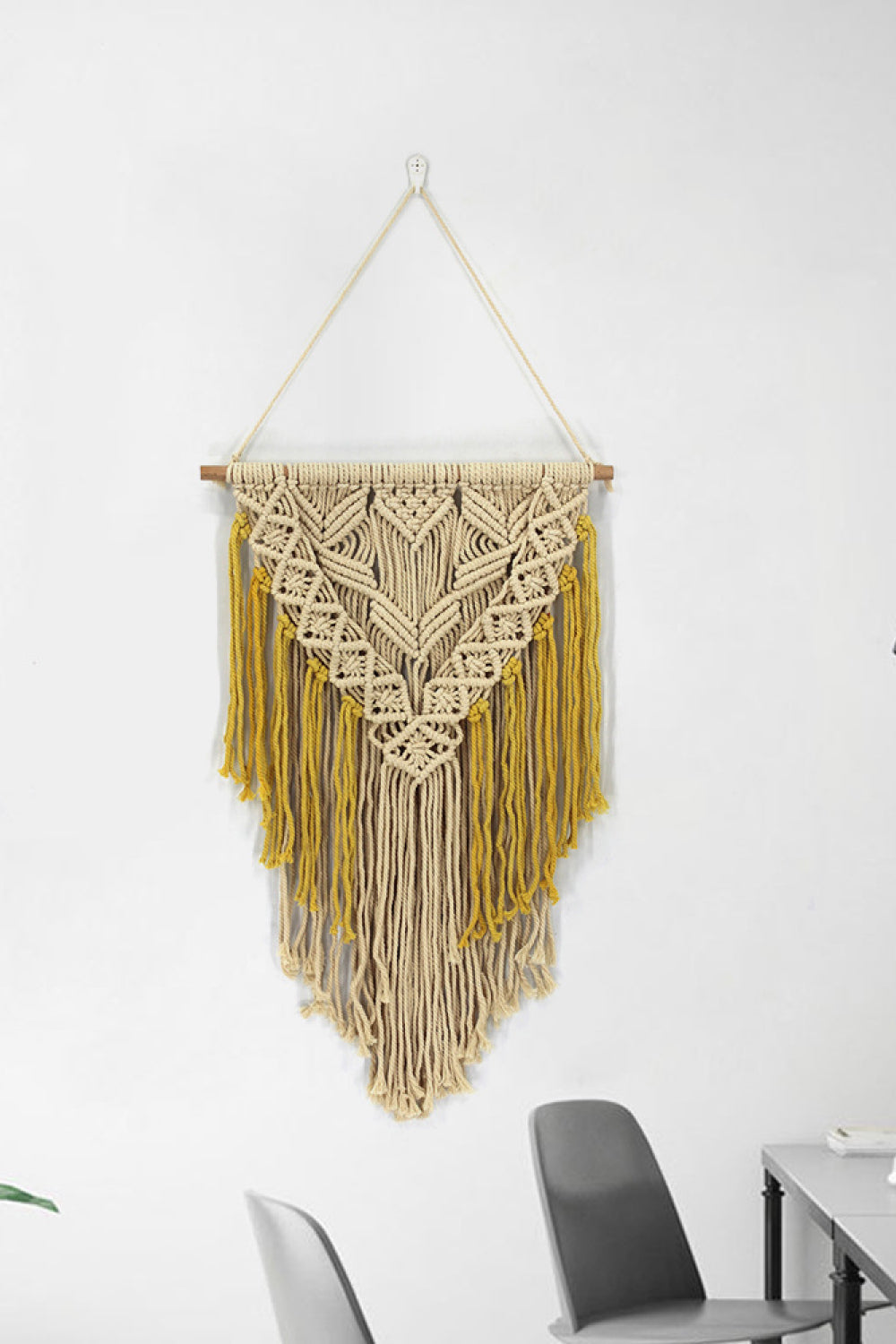 Contrast Fringe Macrame Wall Hanging - 39.4" X 17.7" - T - 1 COLOR -