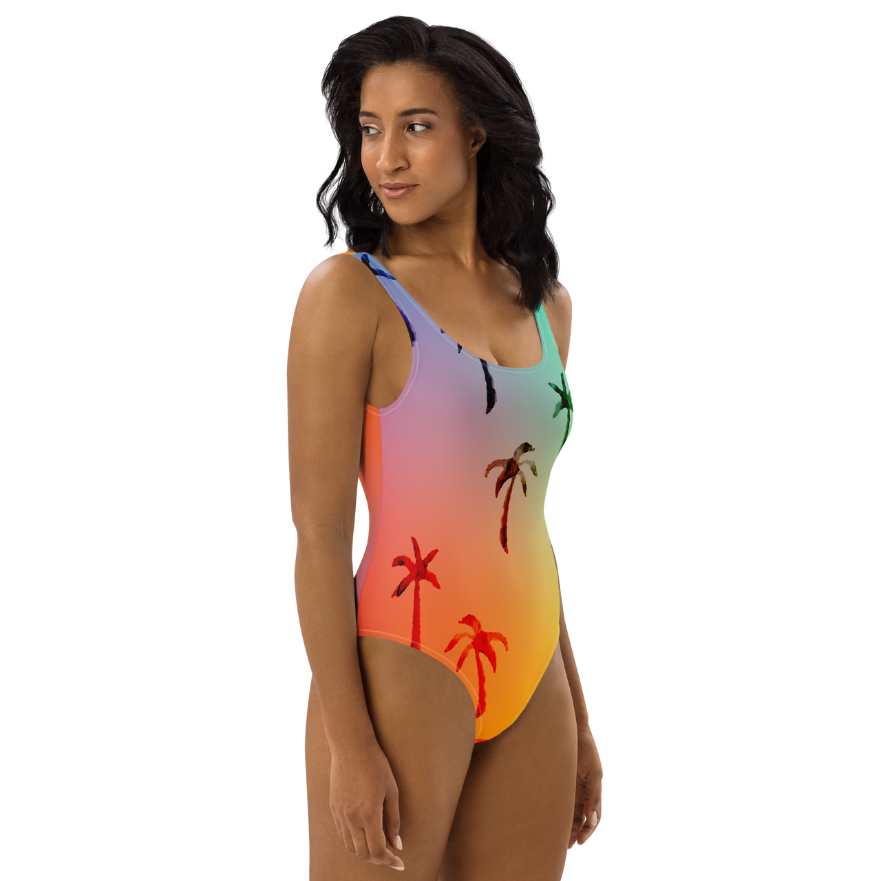 FYC - Find Your Coast Swimwear One-Piece Rainbow Palm Swimsuit - 1 COLOR -