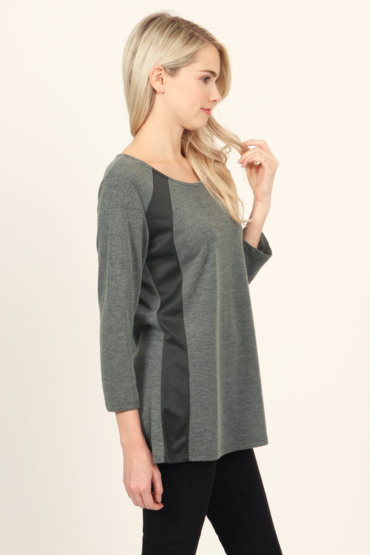 Riah Fashion - Side Accented Round Neck Classic Top - 3 COLORS -