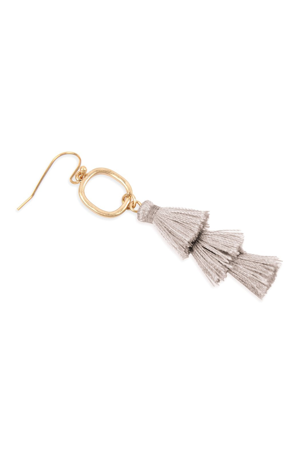 Three Drop Tassel With Metal Hook Earrings - 11 COLORS -