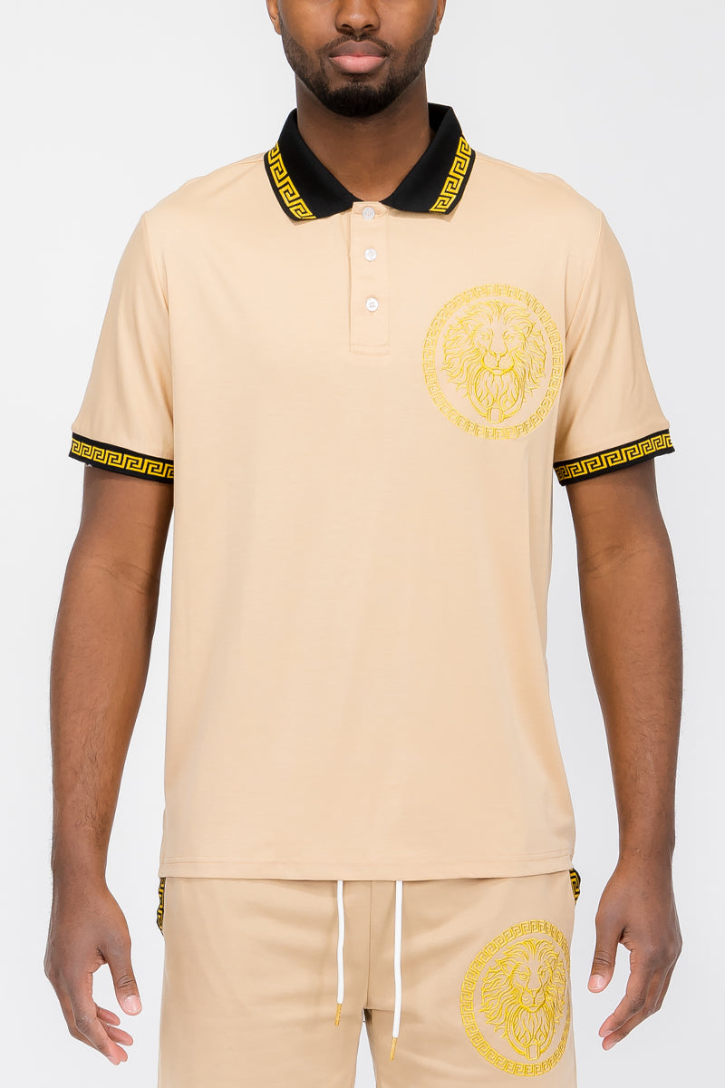 Embroidered Lion Head Polo Shirt - 4 COLORS -