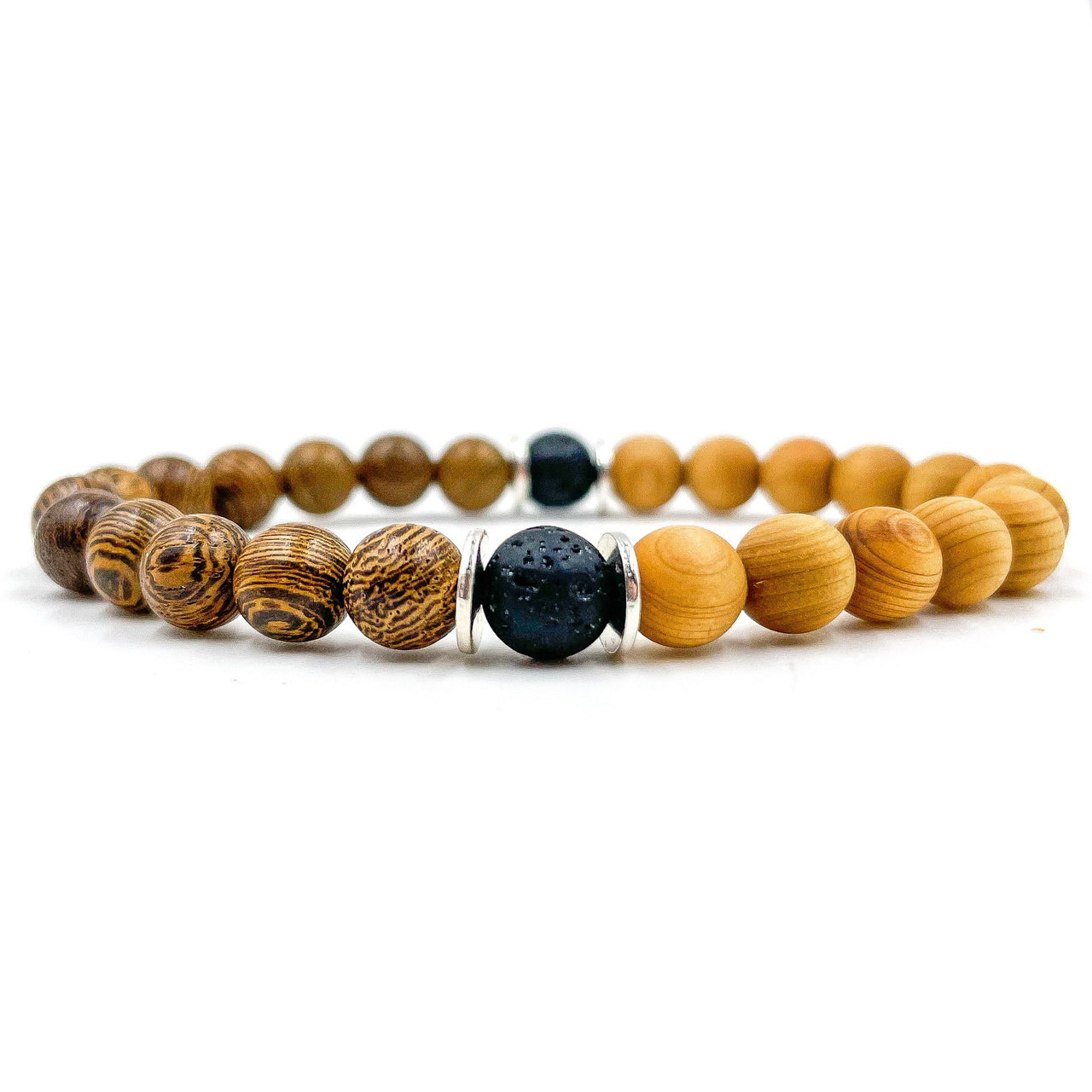 Westland - Zebrawood, Cedar, & Lava Rock Mala Beaded Bracelet -