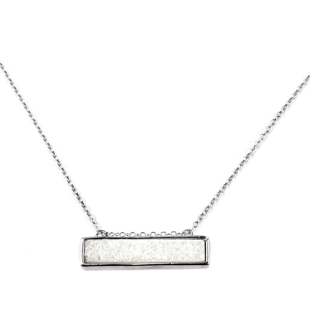 Christy Jean - Bethany Druzy Bar Necklace in Silver -