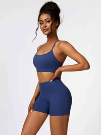 Thumbnail for Sport Bra and Wide Waistband Shorts Set - 2 PCS. - T - 5 COLORS -