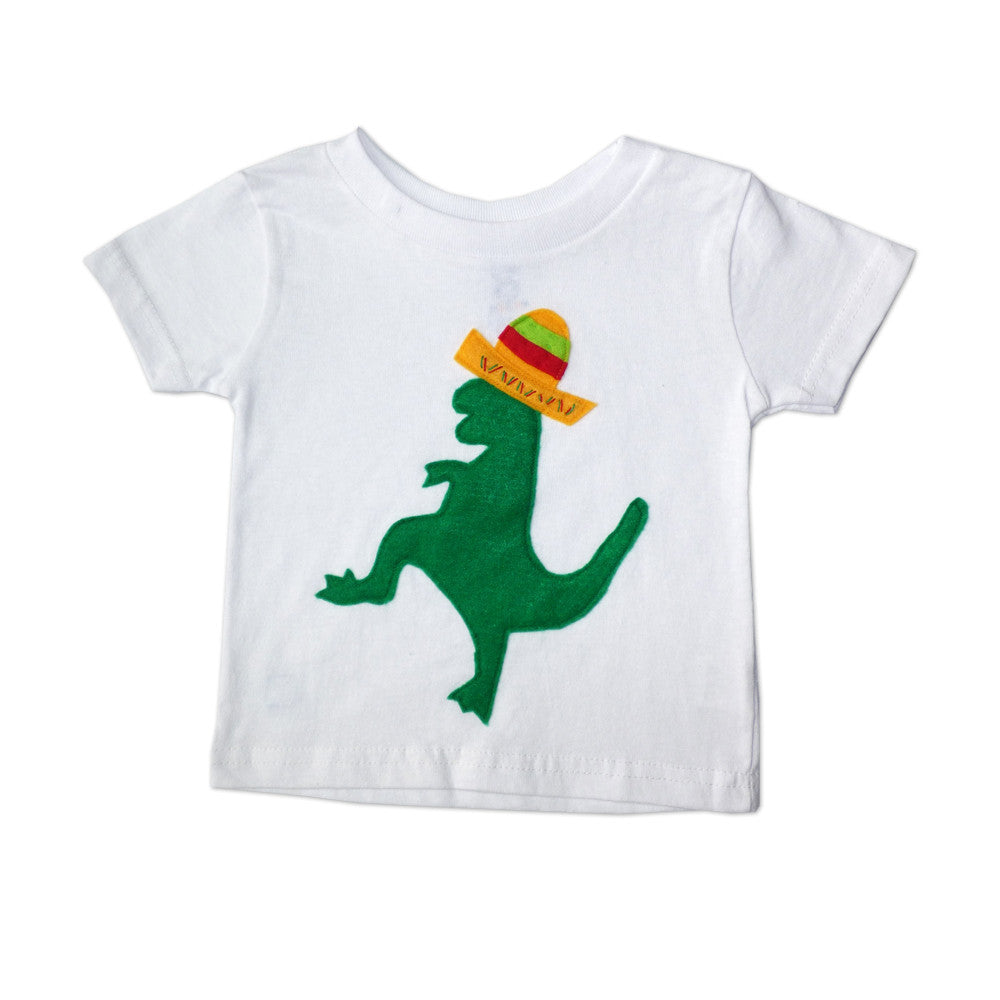 Kids T-Shirt - Dancing Dinosaur With Sombrero - Toddler Shirt - 1 COLOR -