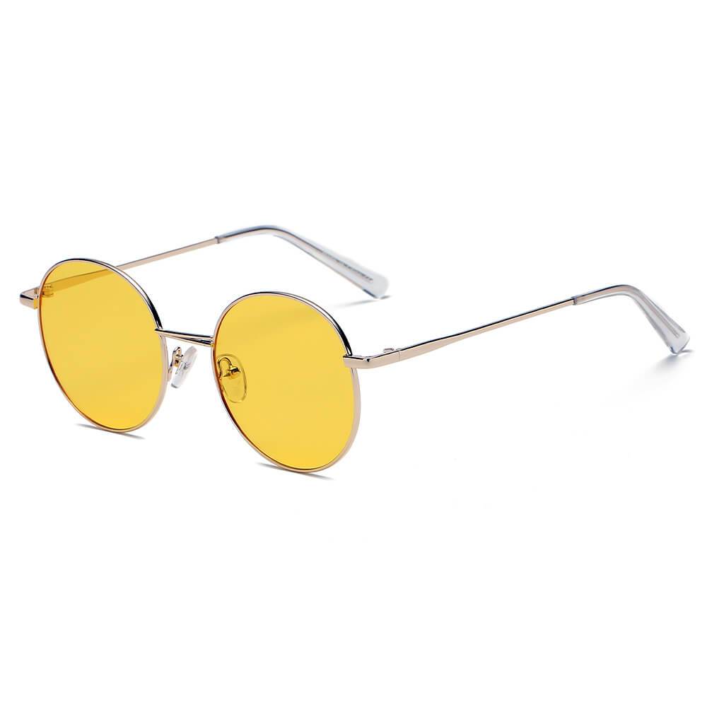 Geneva | S2066 - Retro Vintage Metal Round Oval Circle Sunglasses - 4 COLORS -