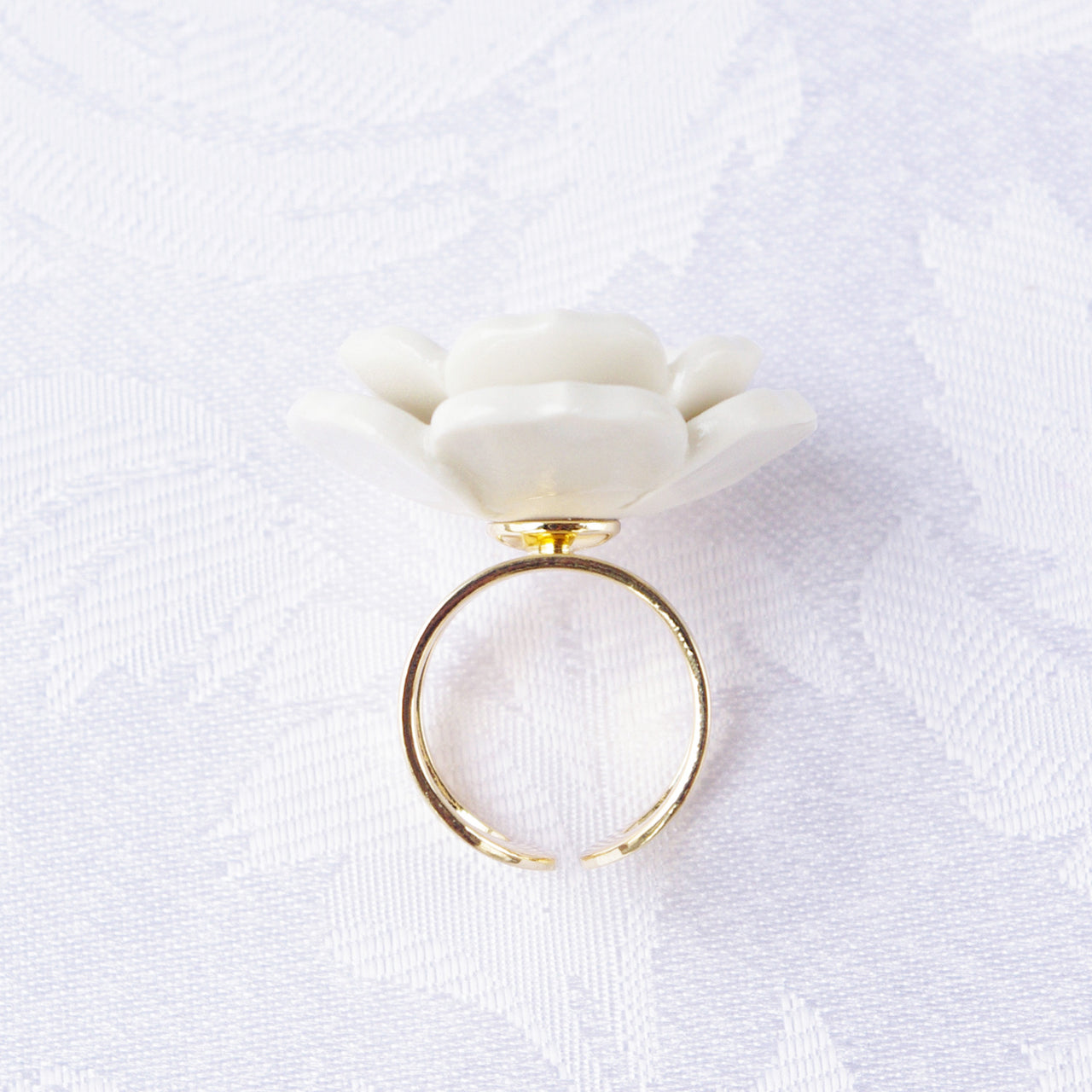 Porcelain Plum Blossom Statement Ring -