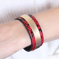 Thumbnail for Snake Skin Leather Cuff Bracelet - 4 COLORS -