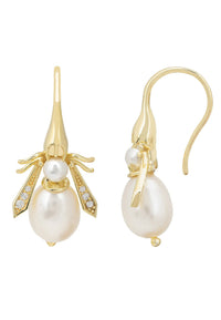 Thumbnail for LATELITA - Pearl Honey Bee Earrings Gold -