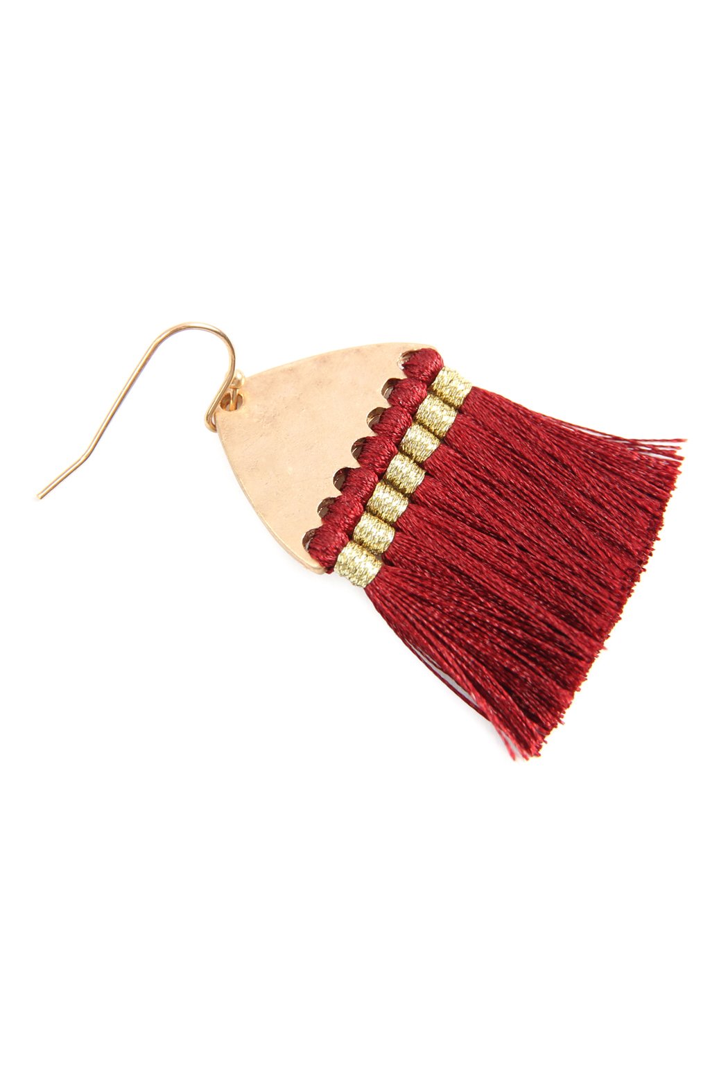 Thread Tassel Hammered Metal Hook Earrings - 11 COLORS -