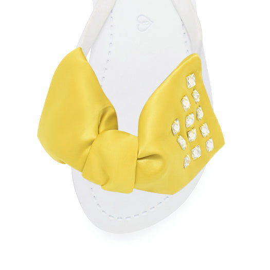 SAND BY SAYA N.Y. - Kent-Silk Satin Yellow Bow - Flat Flip Flops Sandals - 5 COLORS -