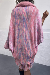 Thumbnail for Open Front Fringe Hem Poncho - T - 5 COLORS -