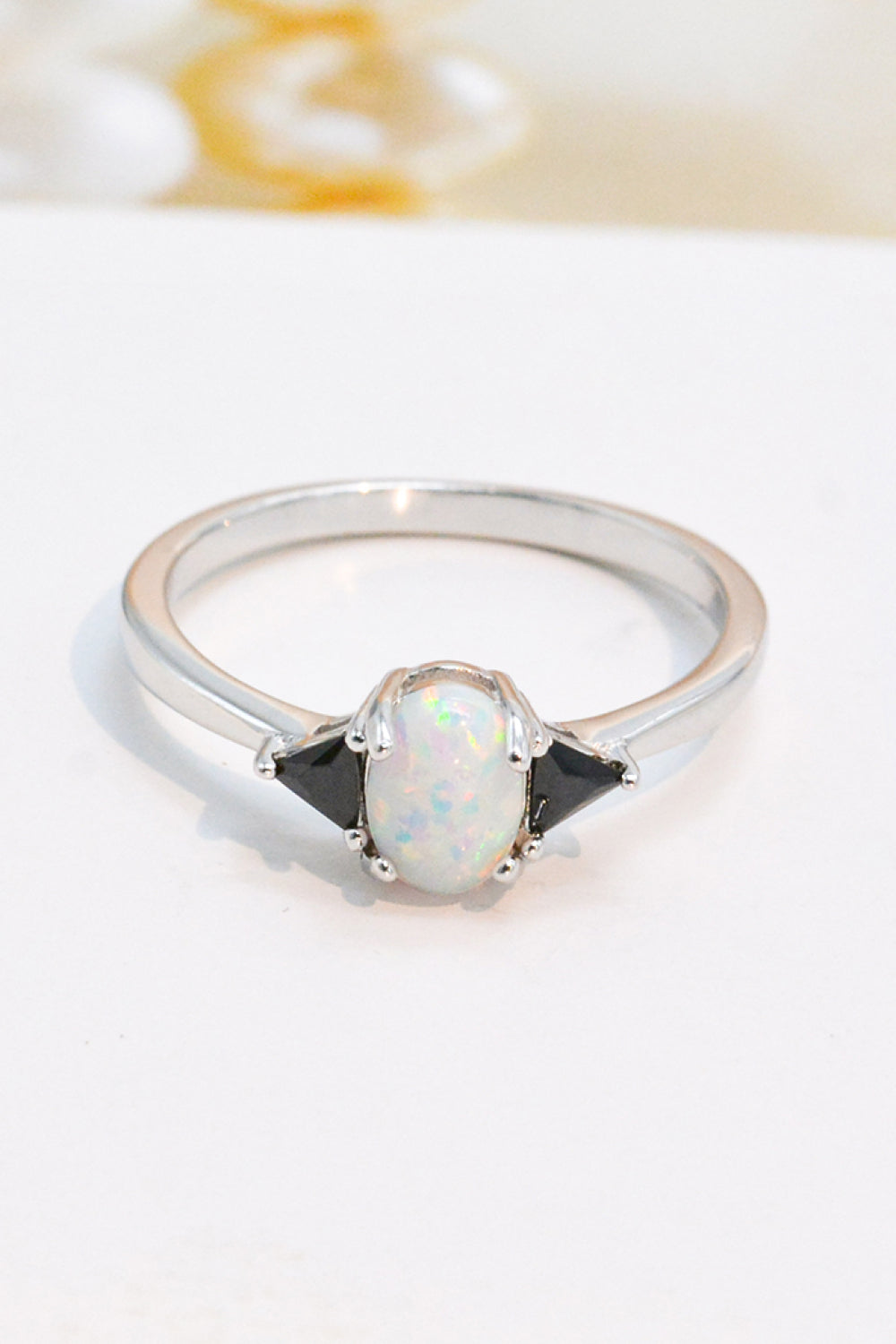 Contrast 925 Sterling Silver Opal Ring - T - SIZES 6 THRU 9 - 4 COLORS -