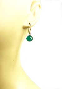 Thumbnail for Gena Myint - Green Onyx Bezel Drop Earrings -