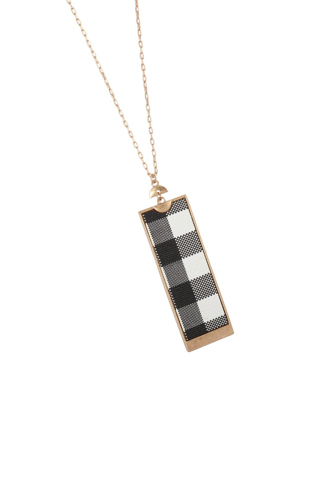 Rectangle Shape Leather Pendant Necklace - 7 COLORS -