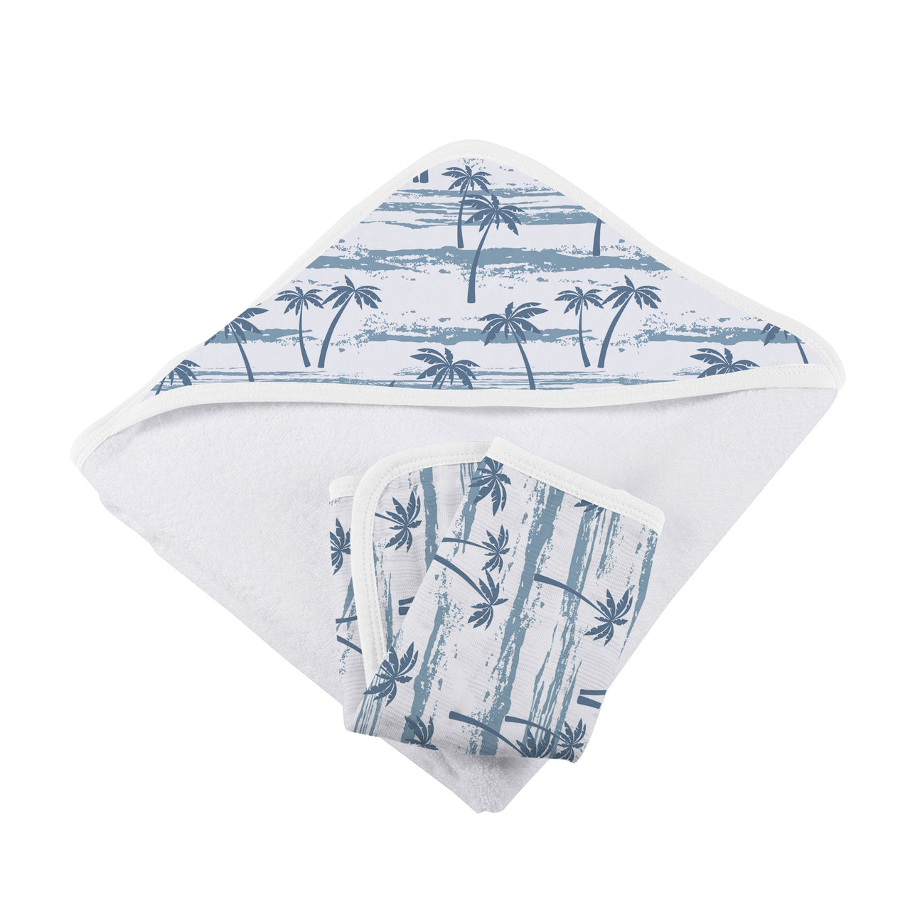 Newcastle - Ocean Palm Trees Bamboo Hooded Towel and Washcloth Set -