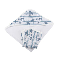 Thumbnail for Newcastle - Ocean Palm Trees Bamboo Hooded Towel and Washcloth Set -