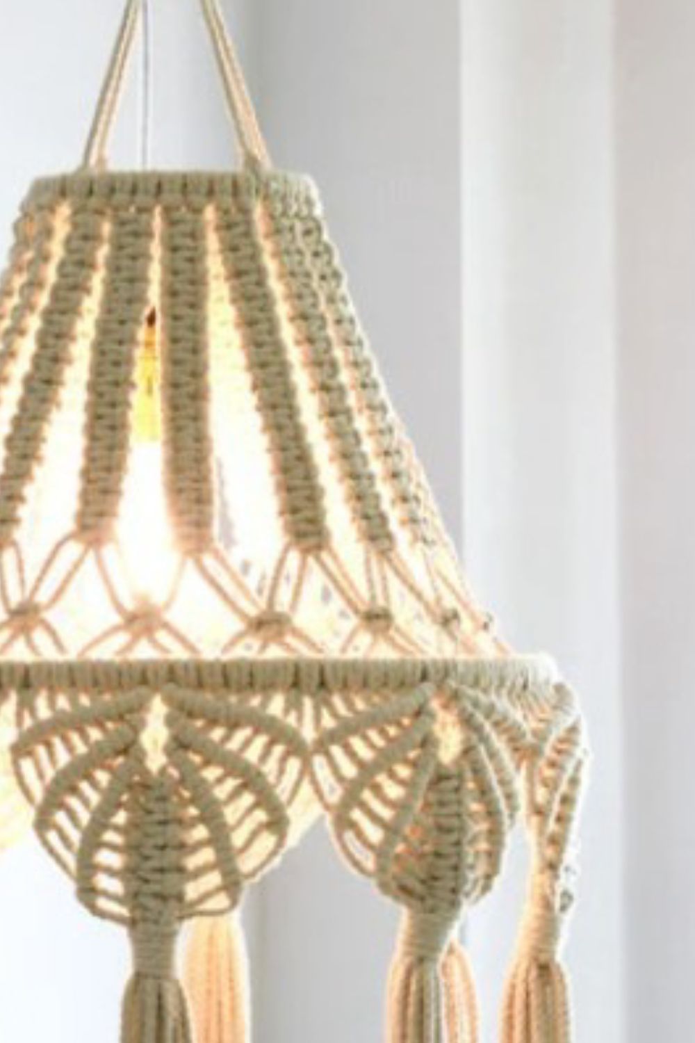 Macrame Hanging Lampshade - 11.8' X 31.5" - T - 2 COLORS -