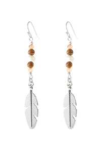 Thumbnail for Cast Feather Dangle Earrings - 8 COLORS -