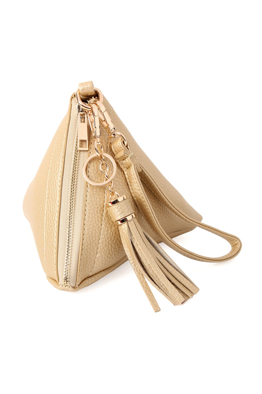 Riah Fashion - Pyramid Shape Tassel Wristlet Leather Bag - 15 COLORS -