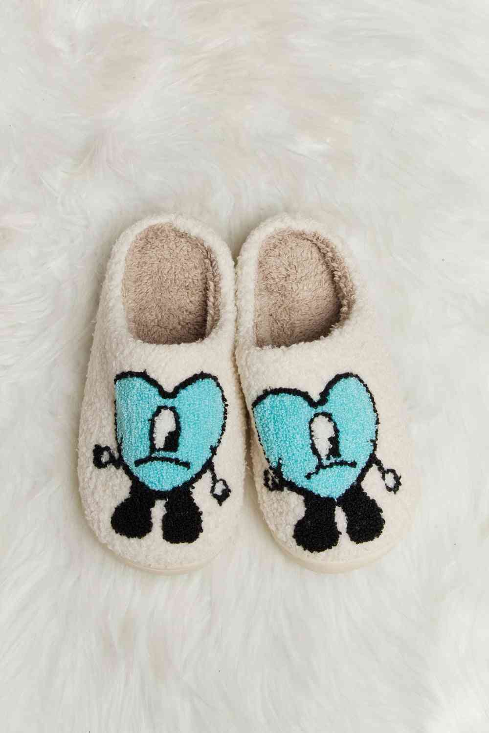 Melody Love Heart Print Plush Slippers - T - 2 COLORS -