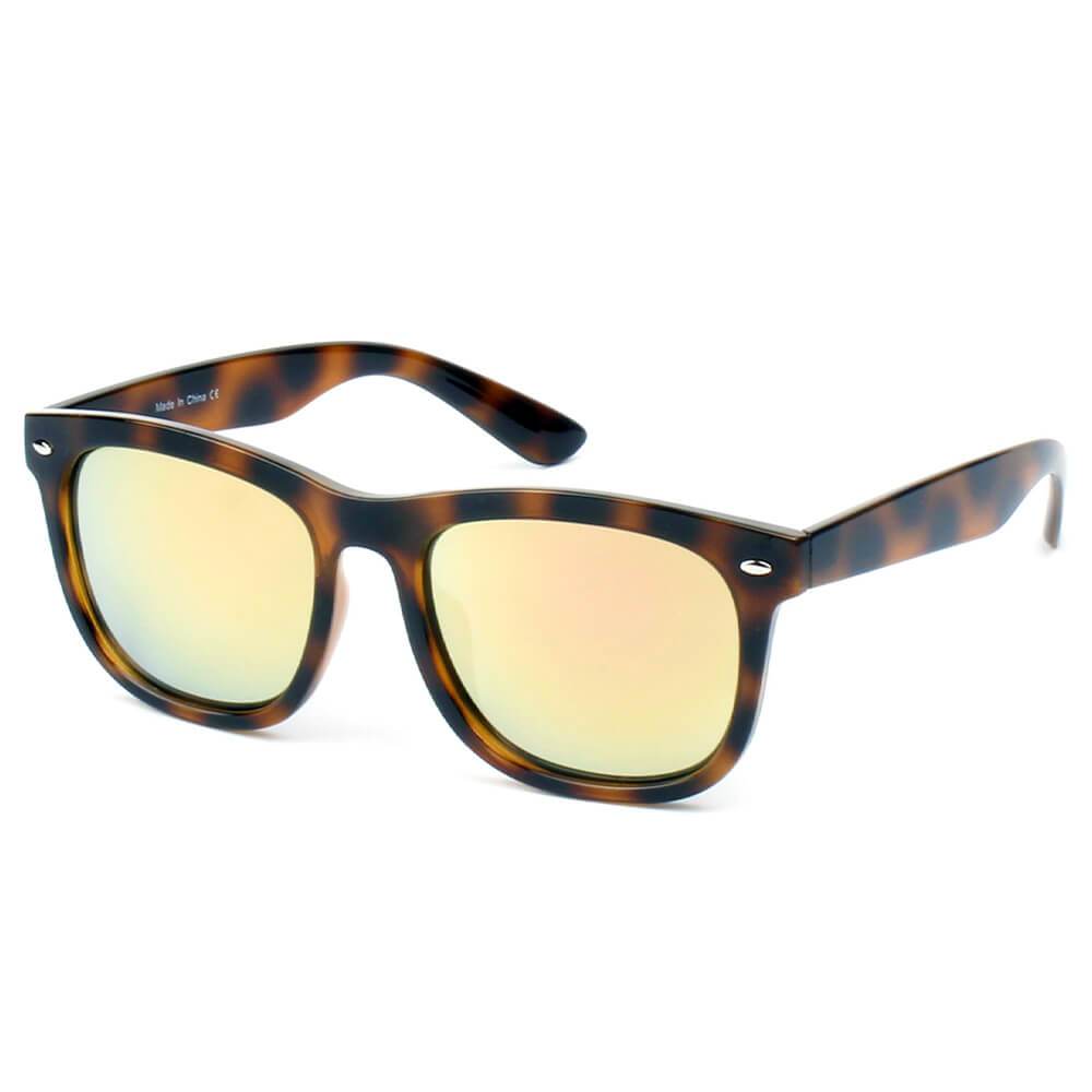 Girona | E06 - Classic Horned Rim Mirrored Lens Sunglasses - 5 COLORS -