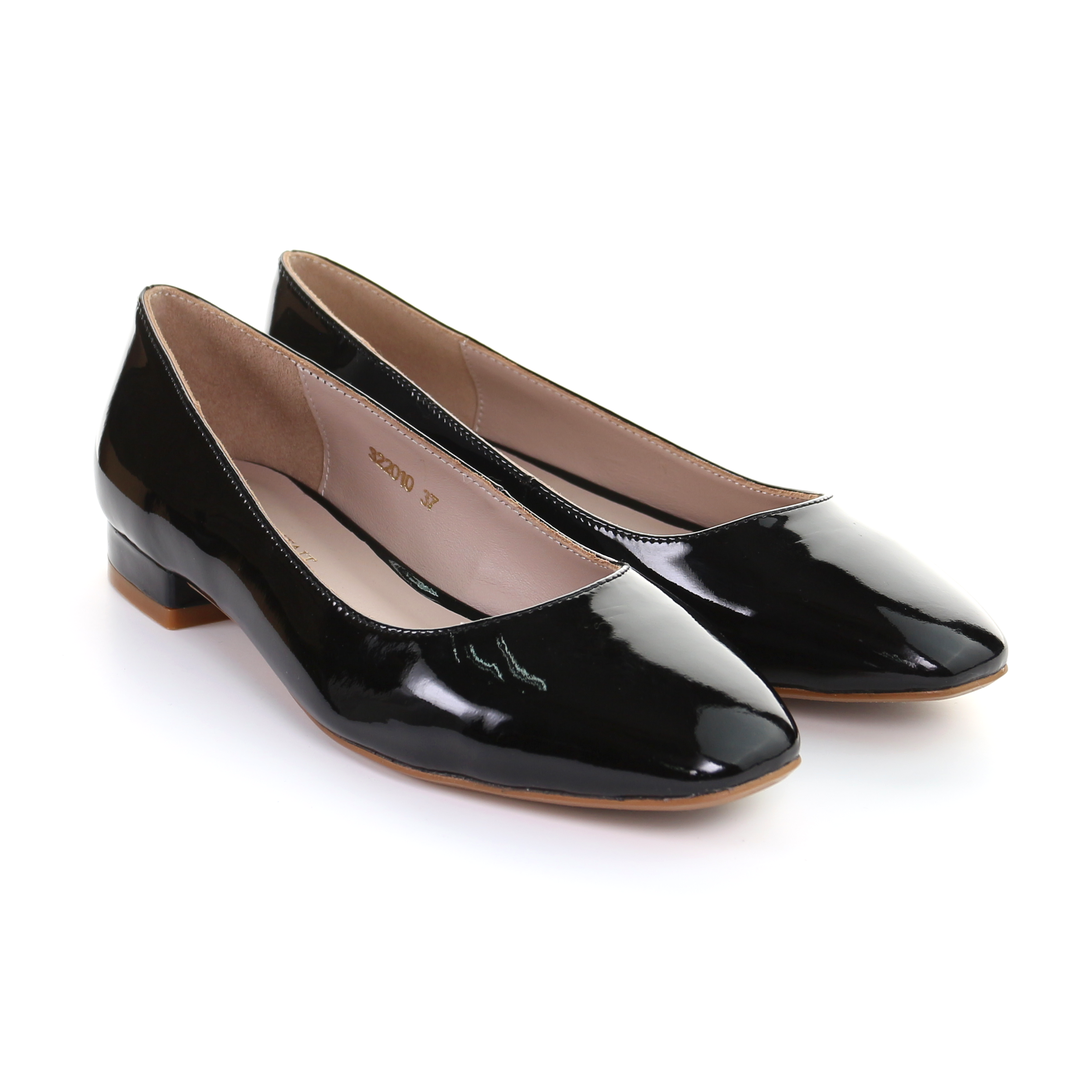 Patent Leather Square Toe Ballerina (Black)