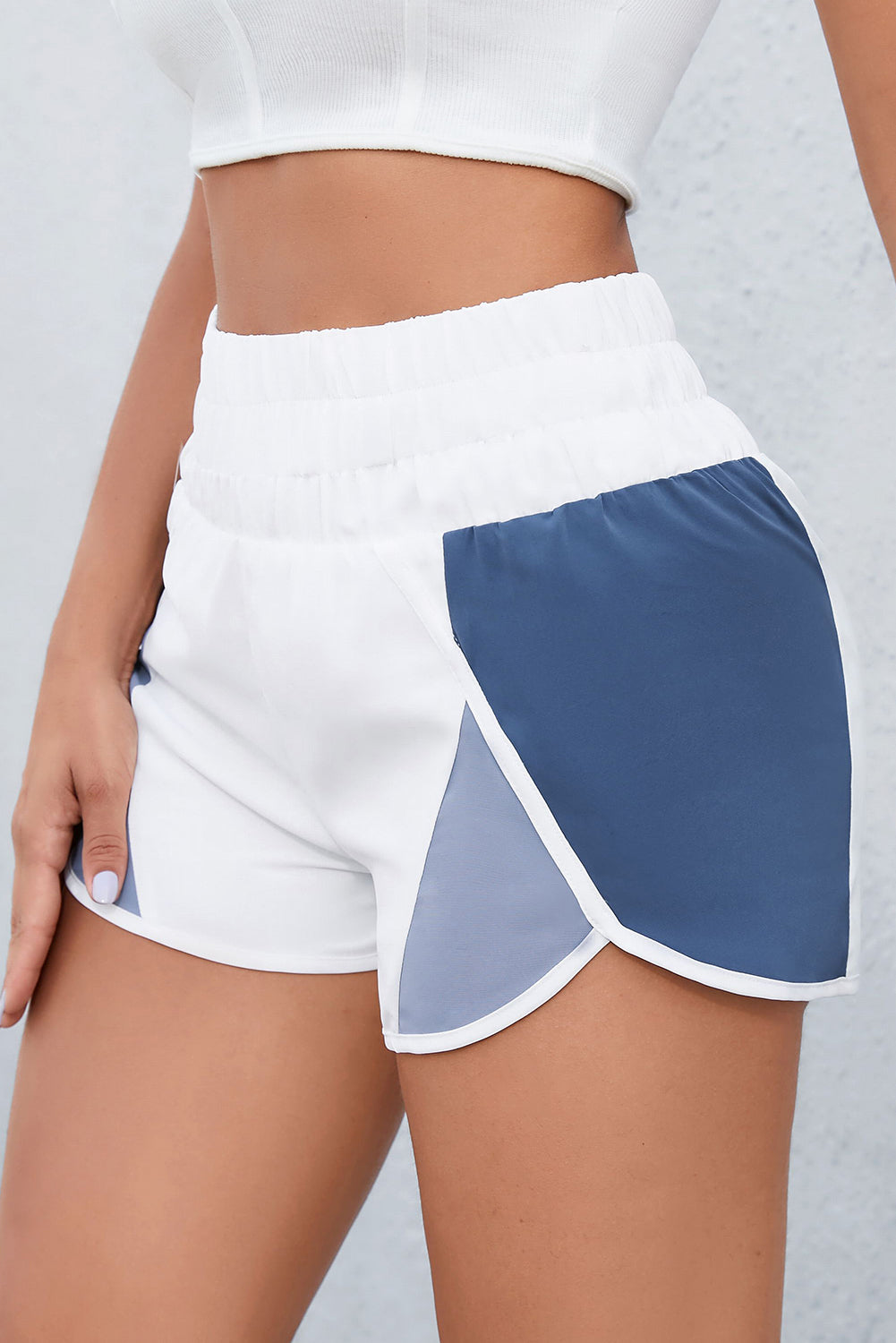 Color Block Wide Waistband Shorts - T - 2 COLORS -