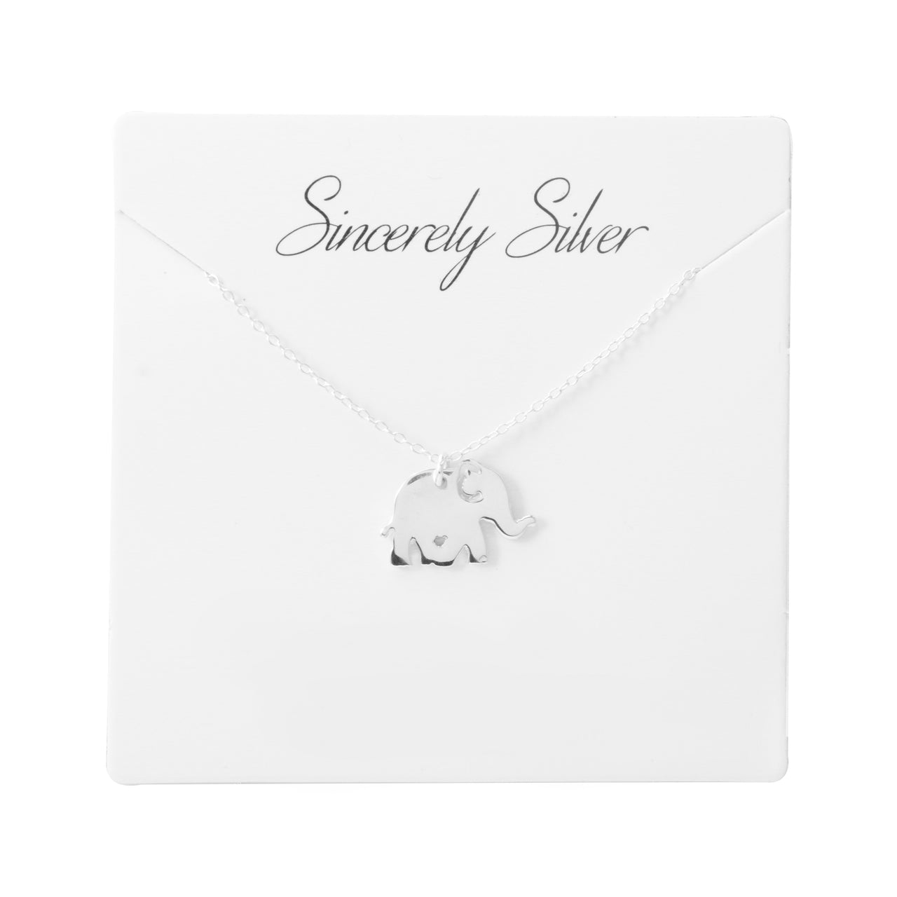 Sincerely Silver - Elephant Necklace - Solid Sterling Silver Jewelry -