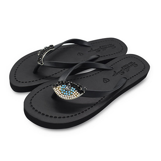 SAND BY SAYA N.Y.  - Eyes - Embroidered Flat Flip Flops Sandal - 4 COLORS -