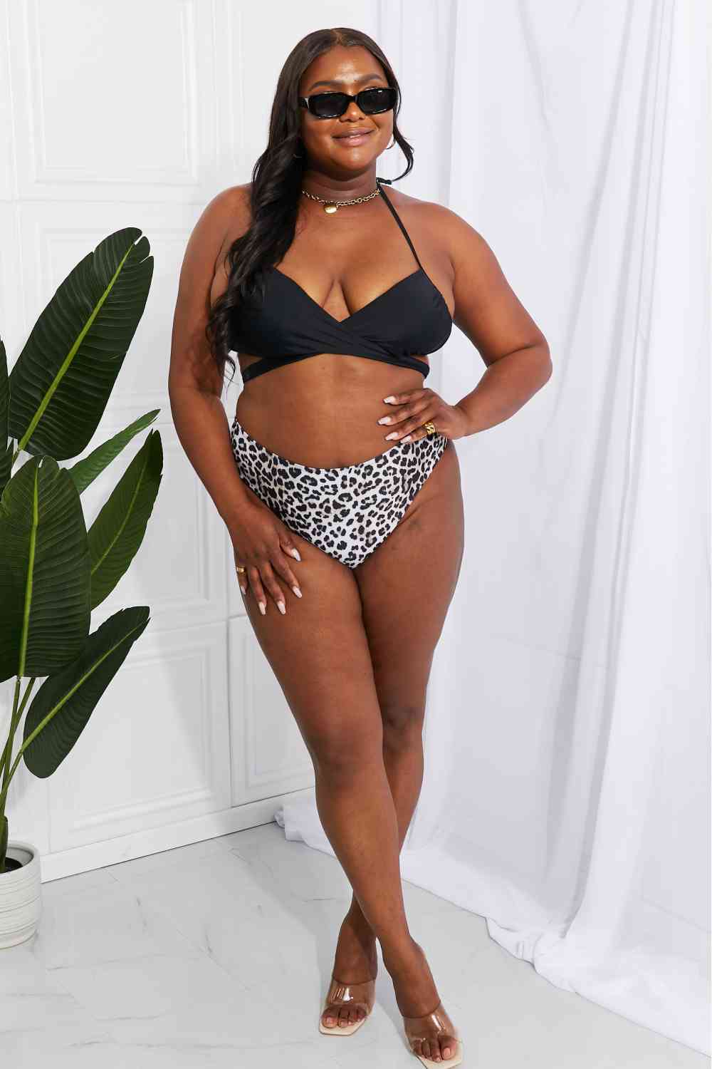 Marina West Swim Summer Splash Halter Bikini Set in Black - 2 PCS. - SIZES S THRU 2XL - T - 1 COLOR -