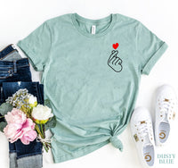 Thumbnail for Korean Love Sign T-Shirt - 11 COLORS -