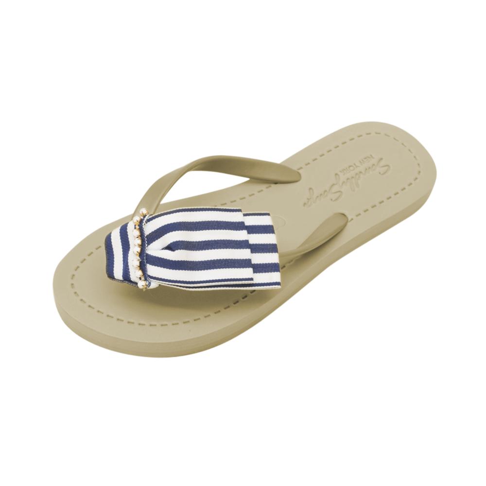 SAND BY SAYA N.Y. - Marine Park Stripe Bow  - Embellished Flat Flip Flops Sandal - 5 COLORS -